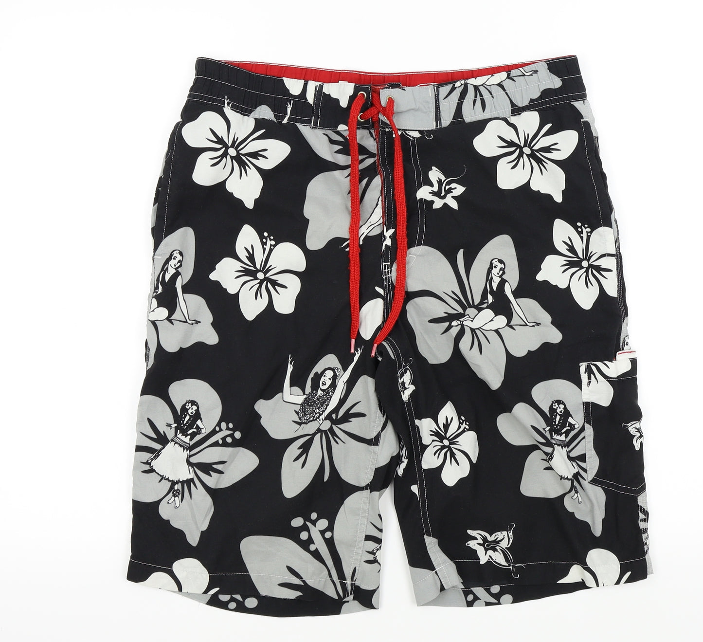 Topman Mens Black Floral  Bermuda Shorts Size S
