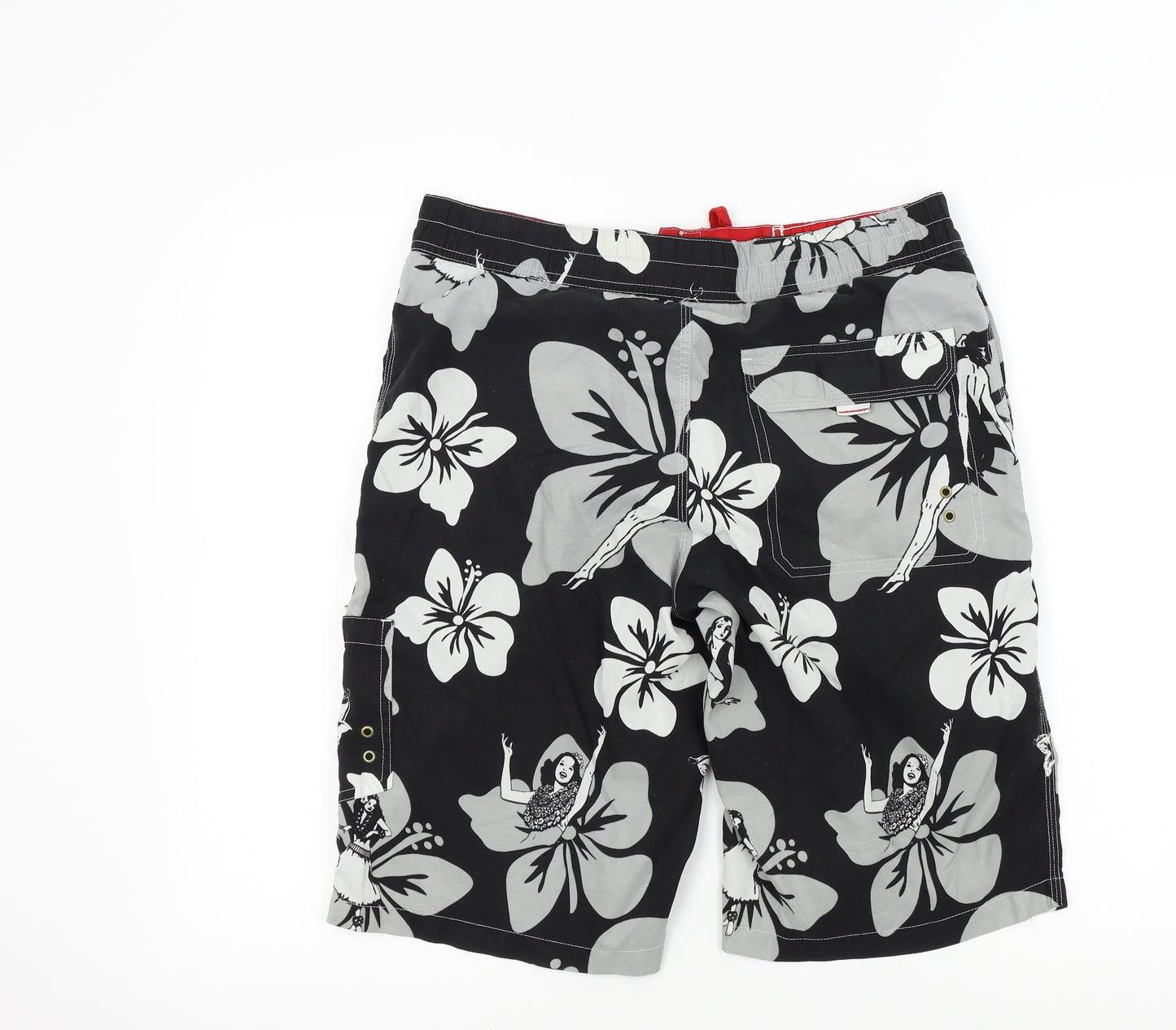 Topman Mens Black Floral  Bermuda Shorts Size S