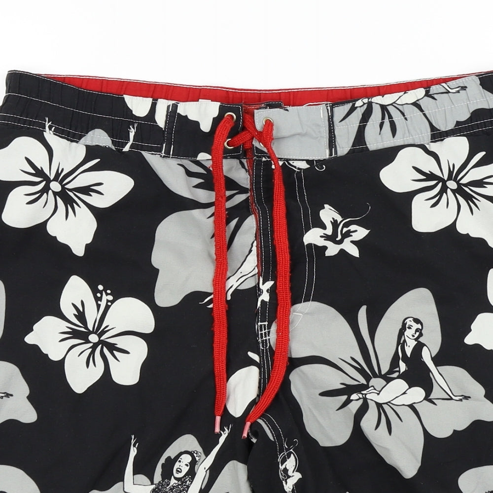 Topman Mens Black Floral  Bermuda Shorts Size S