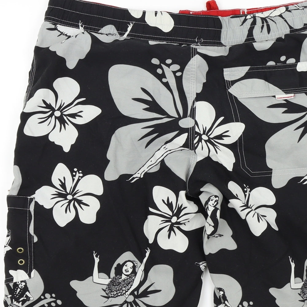 Topman Mens Black Floral  Bermuda Shorts Size S