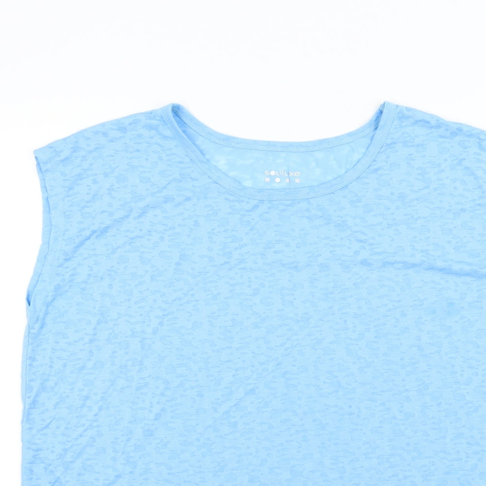 souluxe Womens Blue Colourblock  Basic T-Shirt Size M