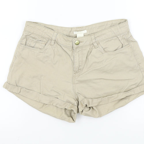 H&M Womens Beige Colourblock  Bermuda Shorts Size 34 in