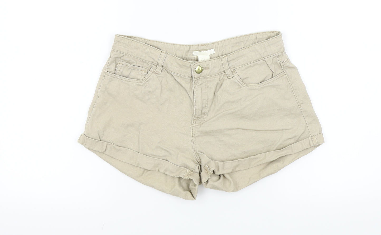 H&M Womens Beige Colourblock  Bermuda Shorts Size 34 in
