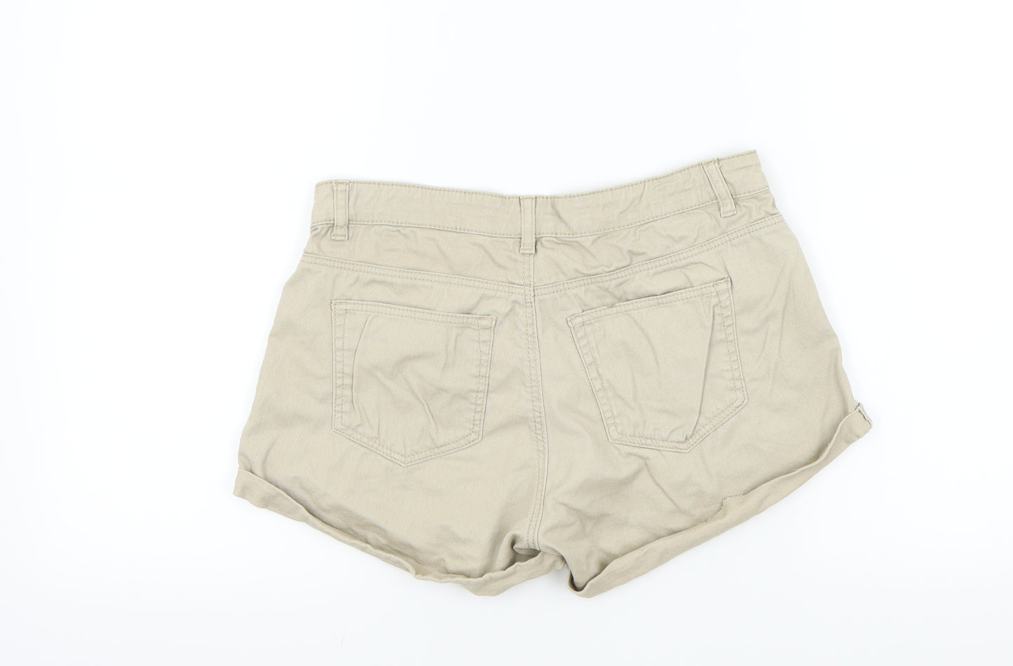 H&M Womens Beige Colourblock  Bermuda Shorts Size 34 in