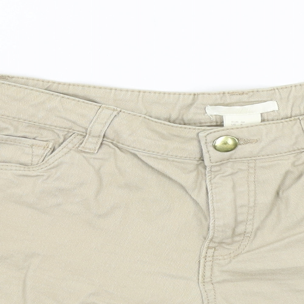 H&M Womens Beige Colourblock  Bermuda Shorts Size 34 in
