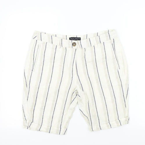 Dorothy Perkins Womens Beige Striped  Bermuda Shorts Size 14