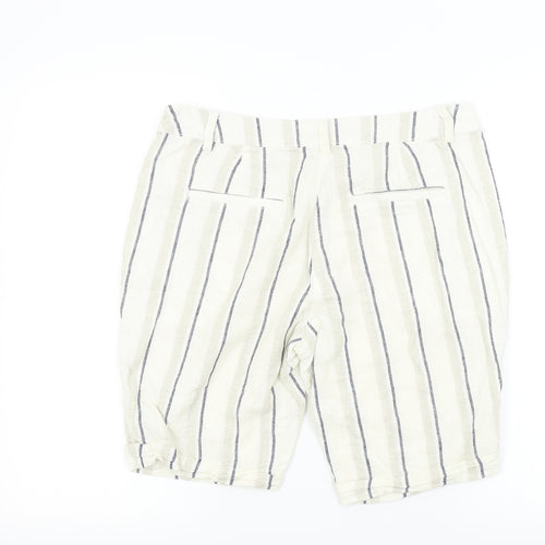 Dorothy Perkins Womens Beige Striped  Bermuda Shorts Size 14