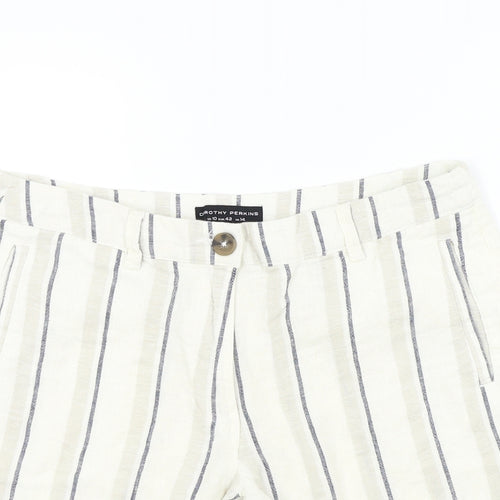 Dorothy Perkins Womens Beige Striped  Bermuda Shorts Size 14