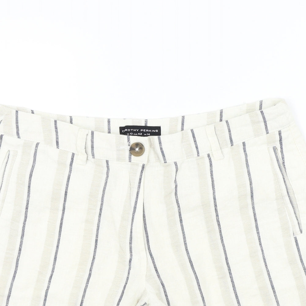 Dorothy Perkins Womens Beige Striped  Bermuda Shorts Size 14