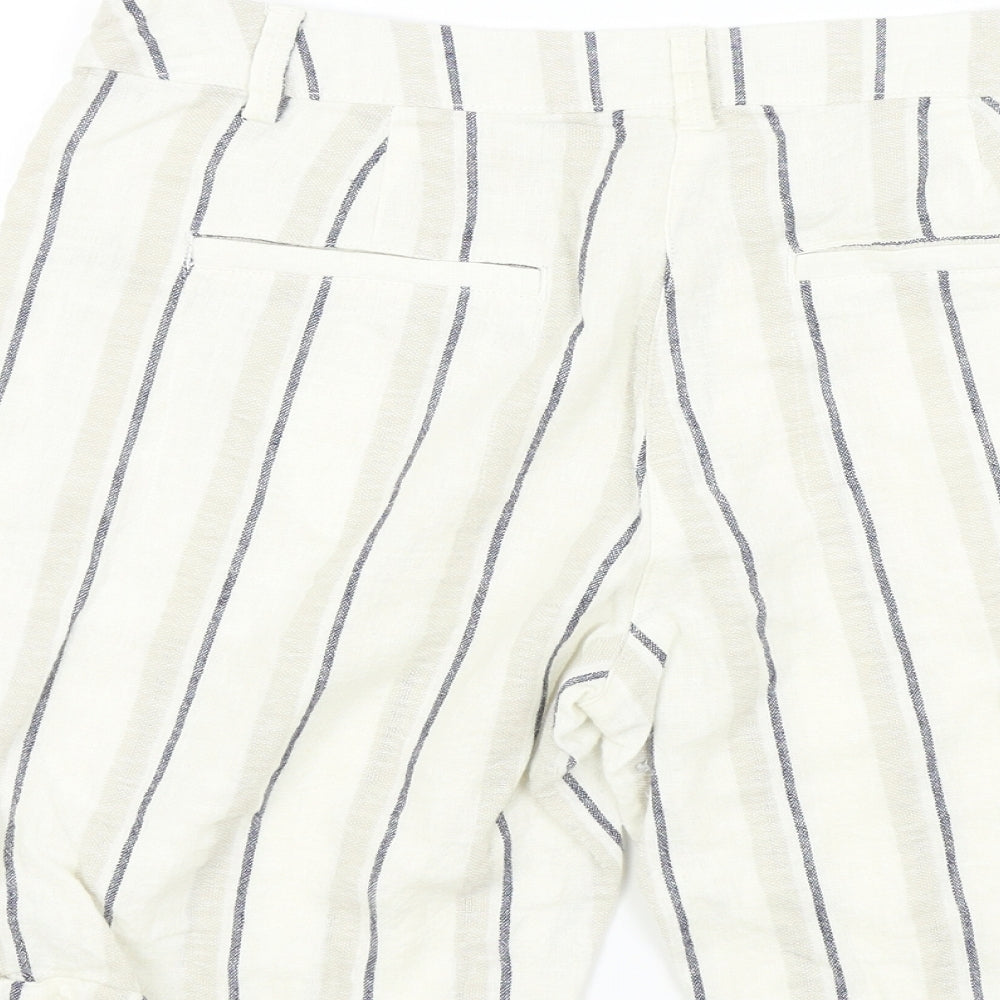 Dorothy Perkins Womens Beige Striped  Bermuda Shorts Size 14