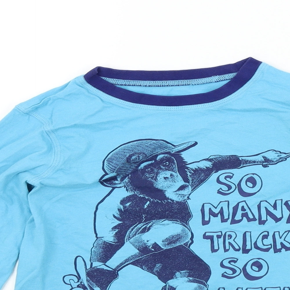 George Boys Blue Colourblock  Basic T-Shirt Size 7-8 Years  - Monkeys