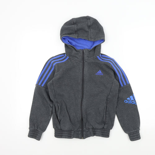 adidas Boys Grey Colourblock  Pullover Jumper Size 9-10 Years  - ADIDAS