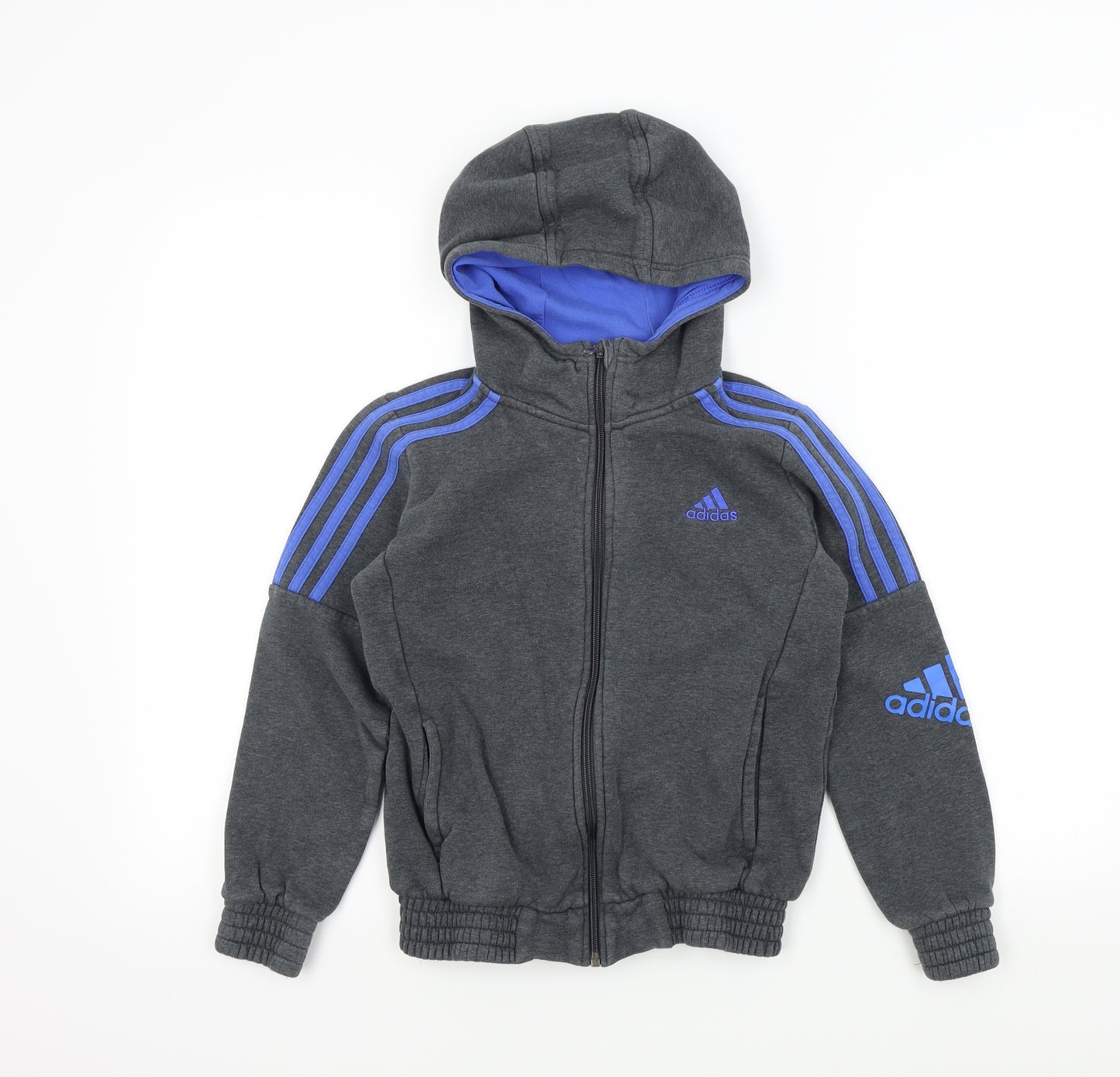 adidas Boys Grey Colourblock  Pullover Jumper Size 9-10 Years  - ADIDAS