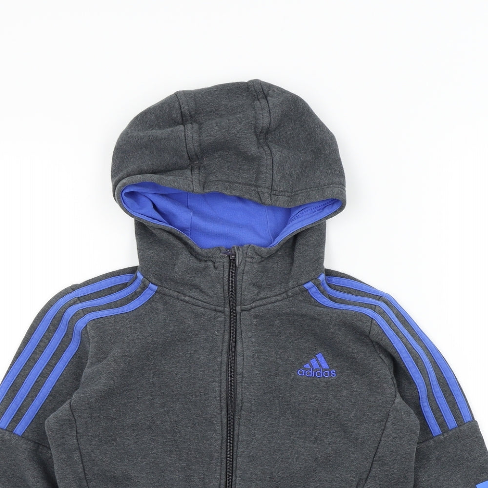 adidas Boys Grey Colourblock  Pullover Jumper Size 9-10 Years  - ADIDAS