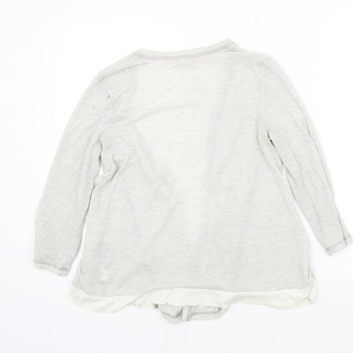 M&S Womens Grey Striped  Cardigan Jumper Size 12
