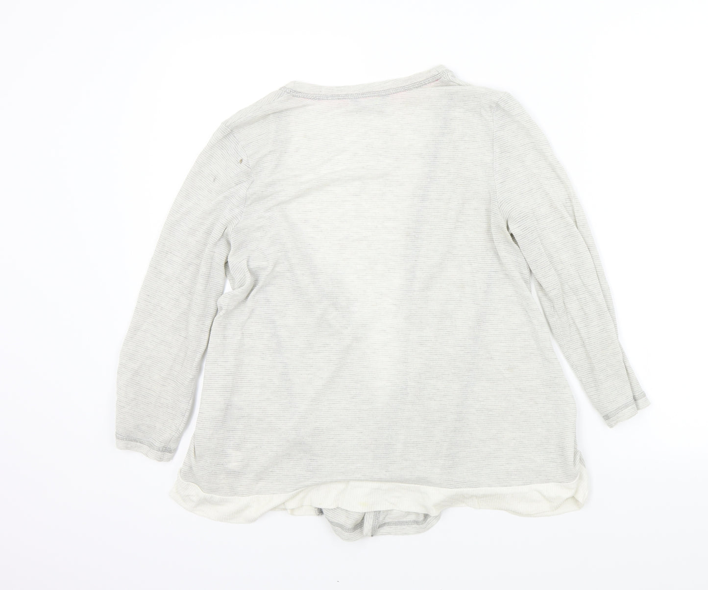 M&S Womens Grey Striped  Cardigan Jumper Size 12