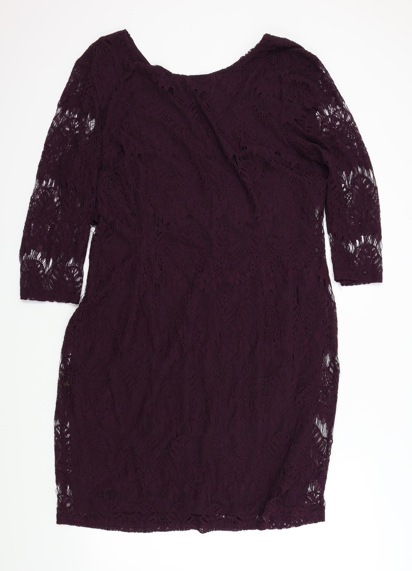 Peacocks Womens Purple Houndstooth  A-Line  Size 20  - Lace Detail