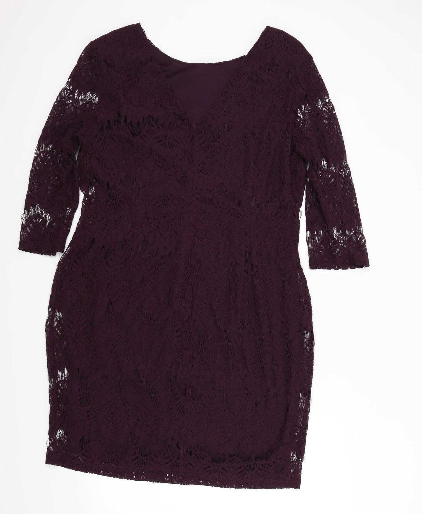 Peacocks Womens Purple Houndstooth  A-Line  Size 20  - Lace Detail