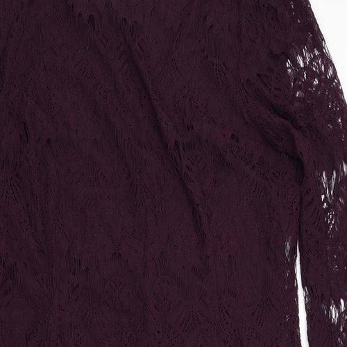 Peacocks Womens Purple Houndstooth  A-Line  Size 20  - Lace Detail