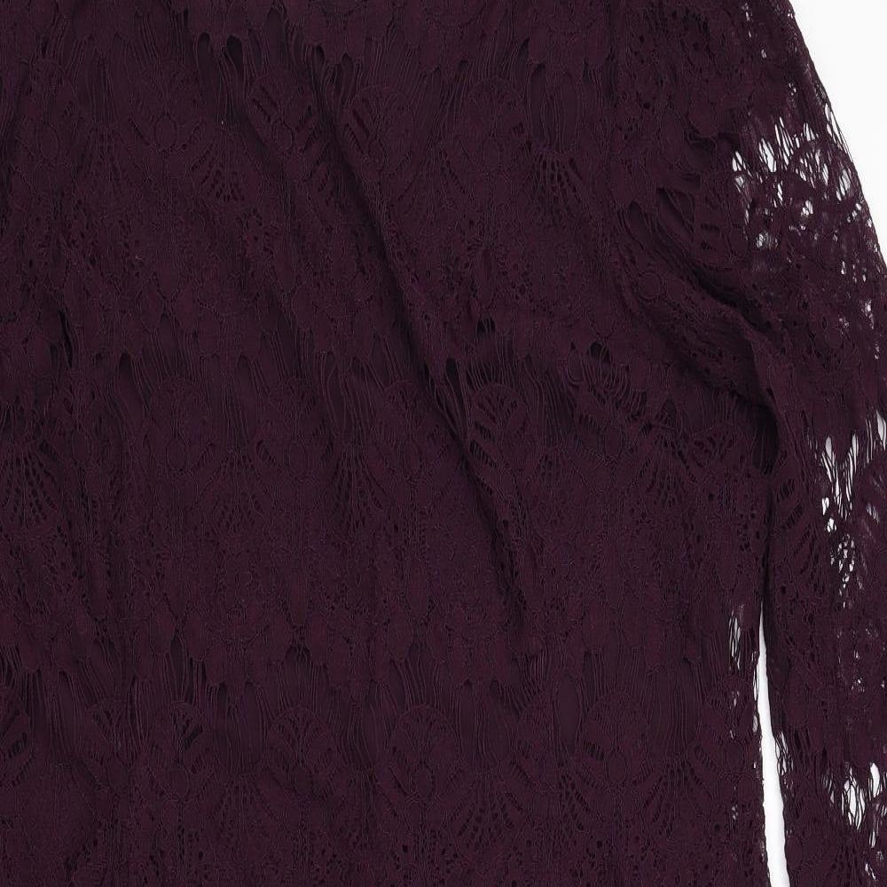 Peacocks Womens Purple Houndstooth  A-Line  Size 20  - Lace Detail