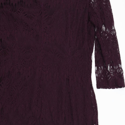Peacocks Womens Purple Houndstooth  A-Line  Size 20  - Lace Detail