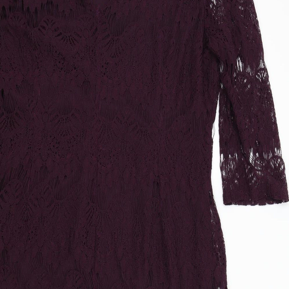 Peacocks Womens Purple Houndstooth  A-Line  Size 20  - Lace Detail
