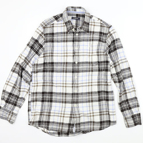 LERROS Mens Brown Check   Button-Up Size M