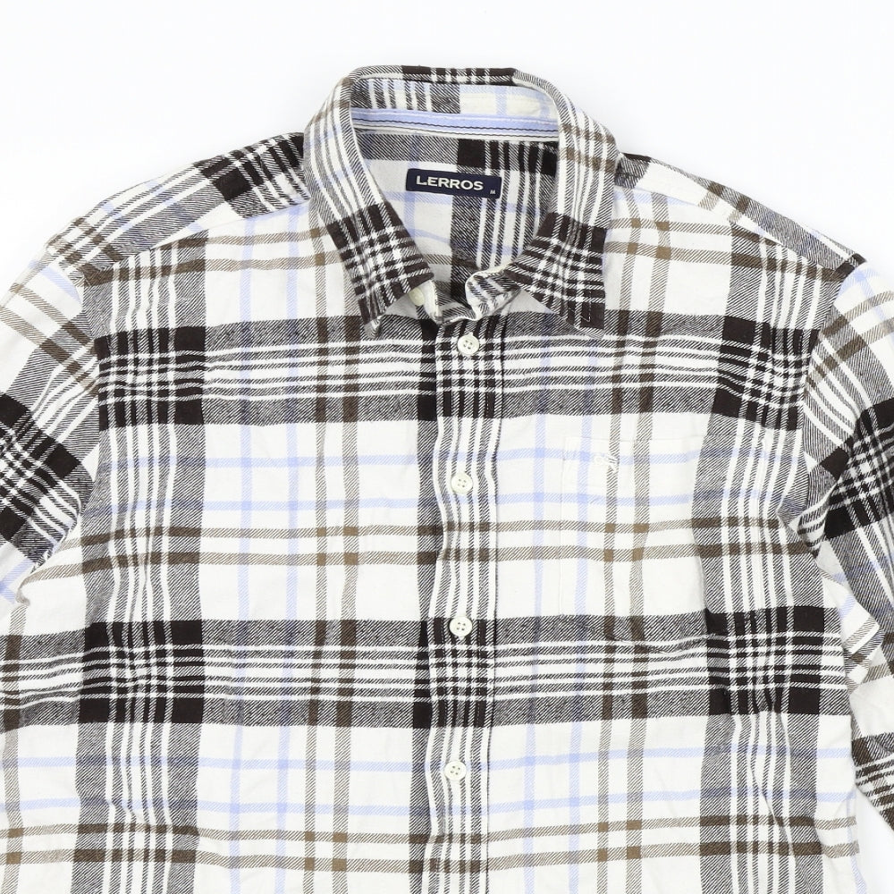 LERROS Mens Brown Check   Button-Up Size M