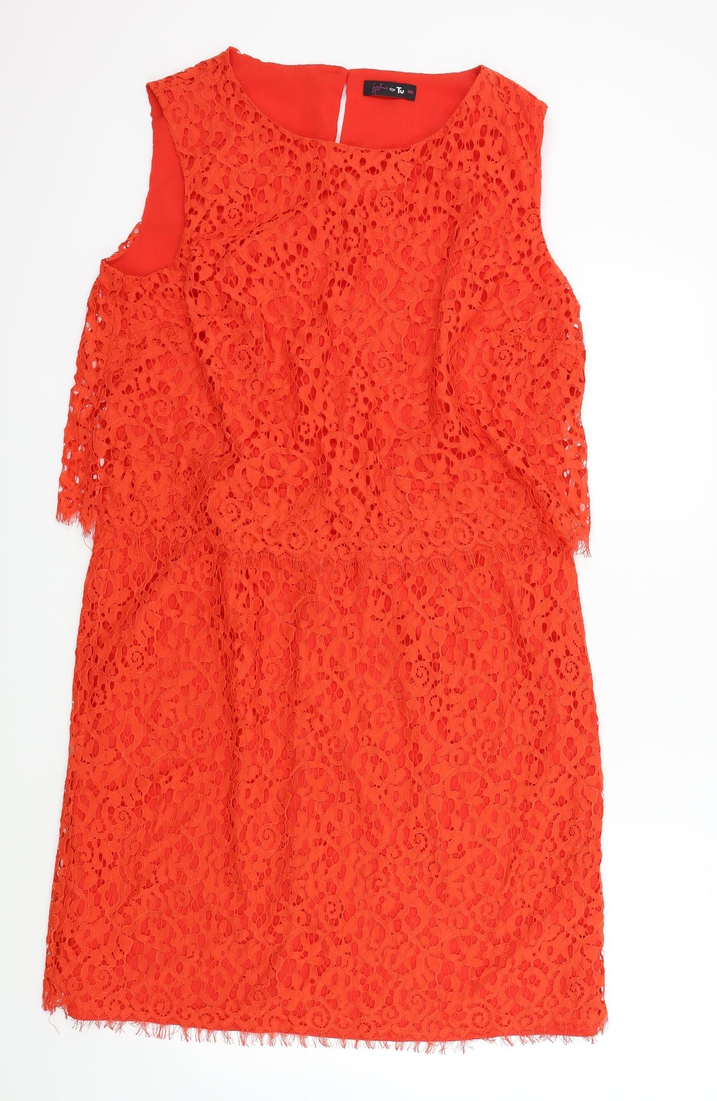 TU Womens Orange   A-Line  Size 18  - Lace Detail