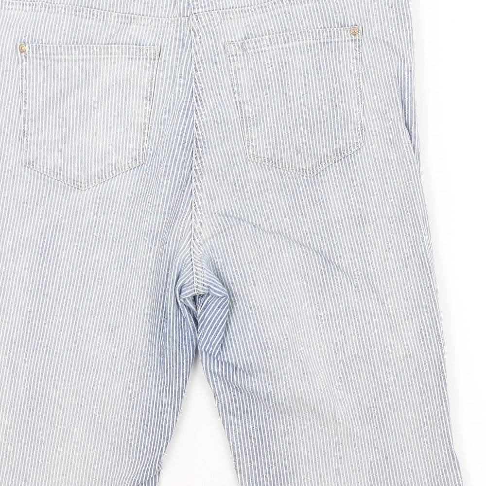 DENIM&CO Womens Blue Striped  Bermuda Shorts Size 16