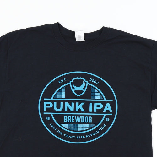Gildan Mens Blue Houndstooth   T-Shirt Size L  - PUNK IPA