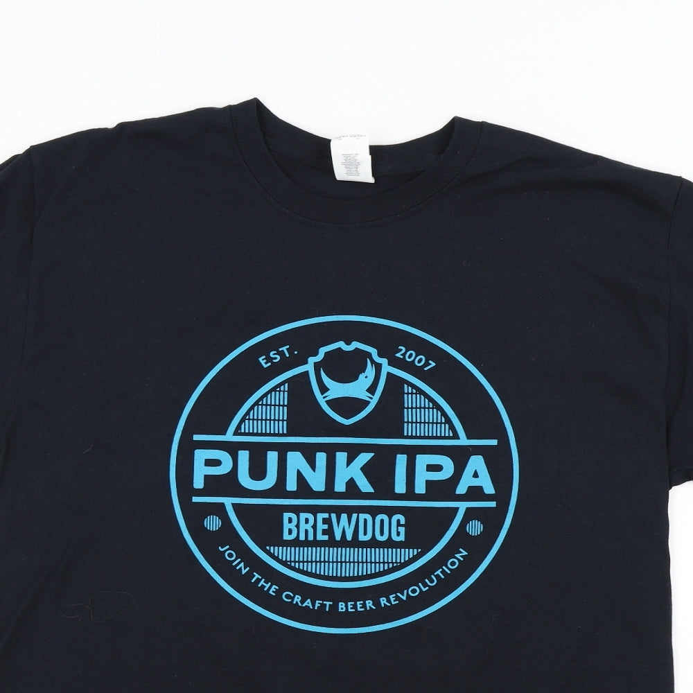 Gildan Mens Blue Houndstooth   T-Shirt Size L  - PUNK IPA