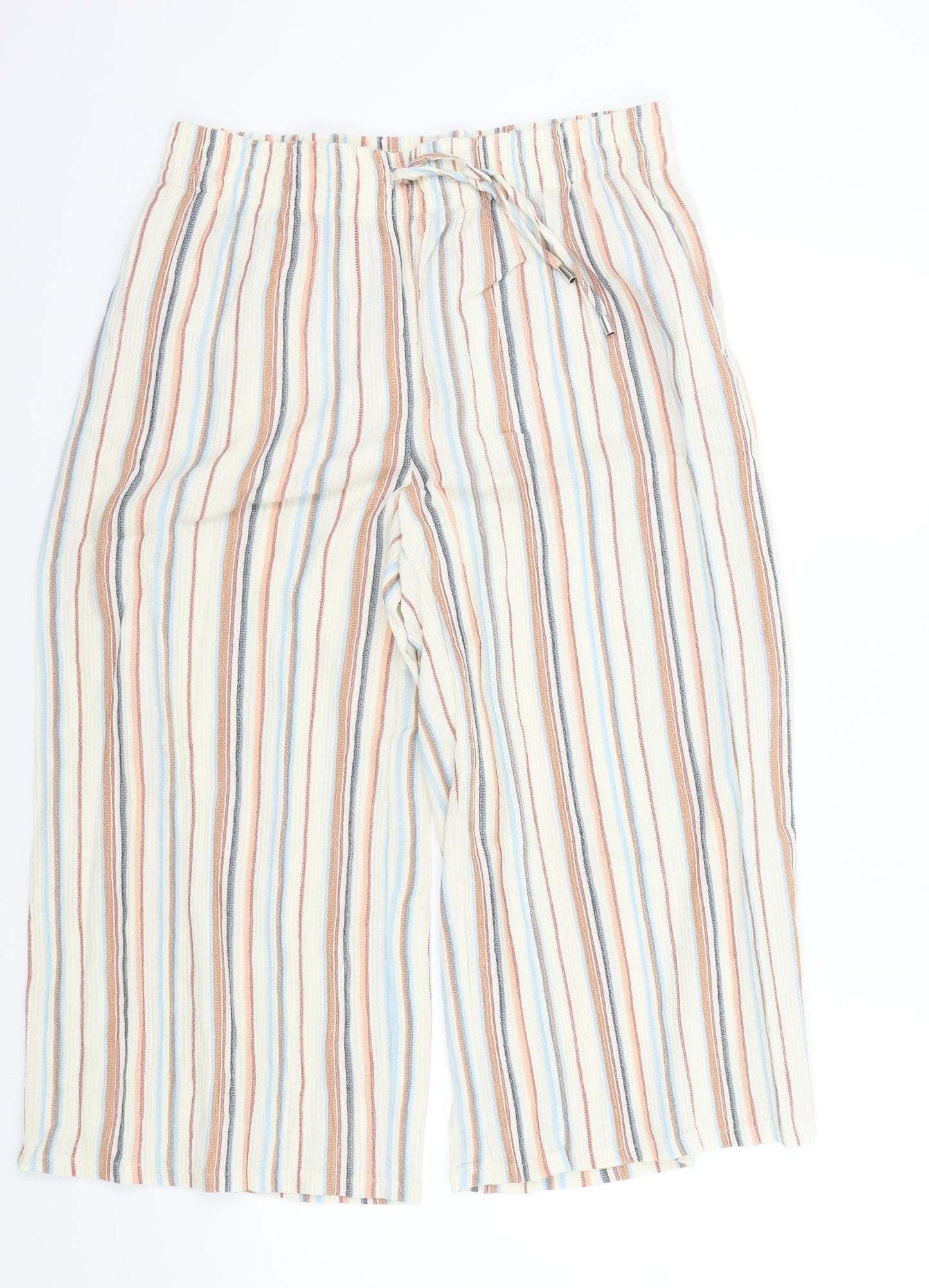 Nutmeg Womens Brown Striped  Trousers  Size 14 L20 in