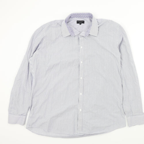 Taylor & Wright Mens Blue Striped   Button-Up Size 17
