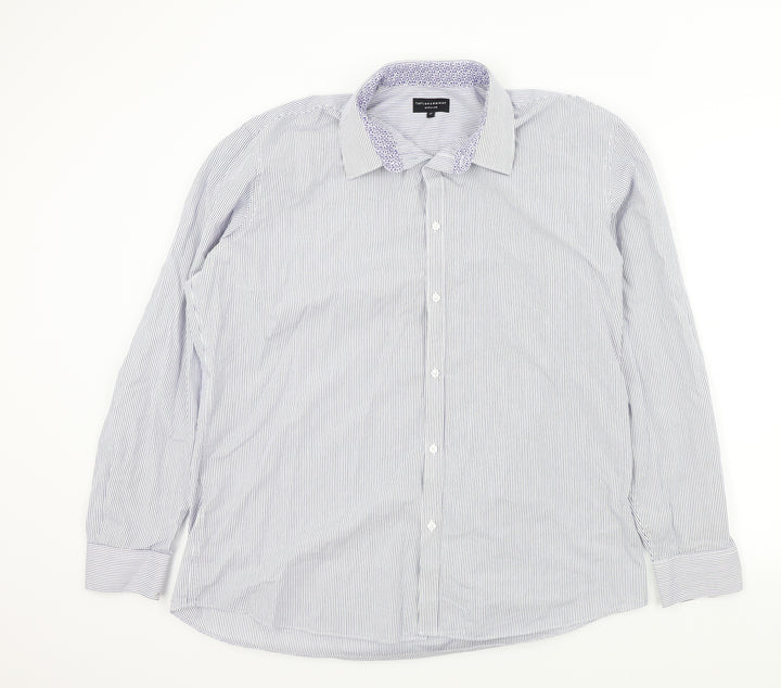 Taylor & Wright Mens Blue Striped Button-Up Size 17