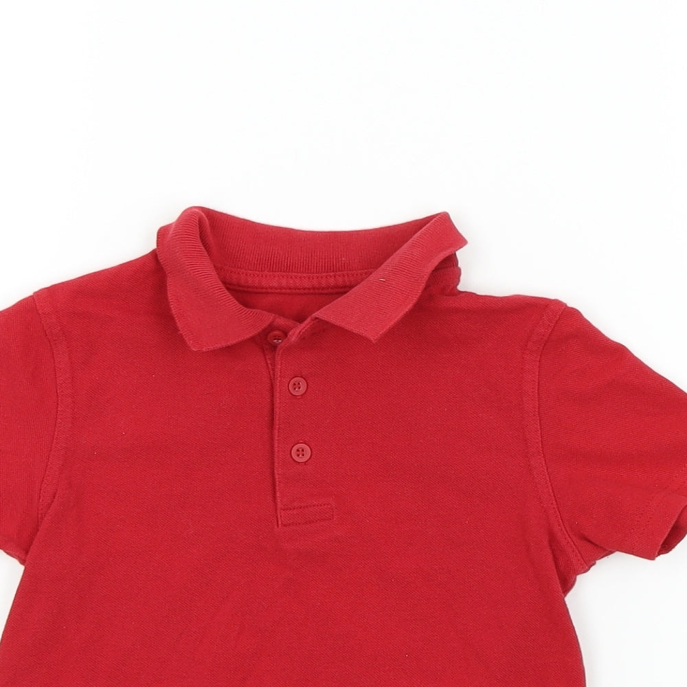 George Boys Red Colourblock  Basic Polo Size 3-4 Years  - School shirt