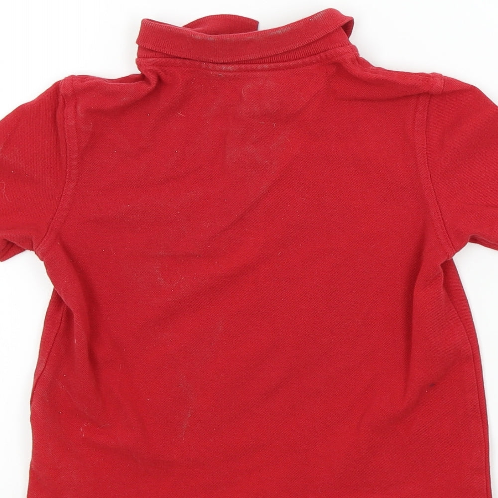 George Boys Red Colourblock  Basic Polo Size 3-4 Years  - School shirt
