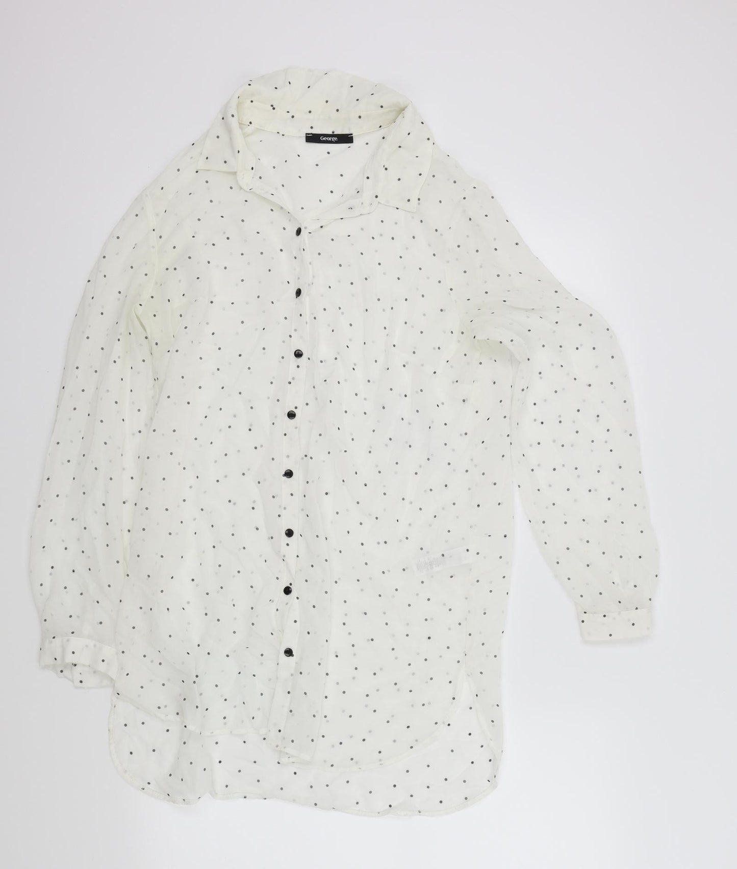 George Womens White Polka Dot  Basic Blouse Size 12