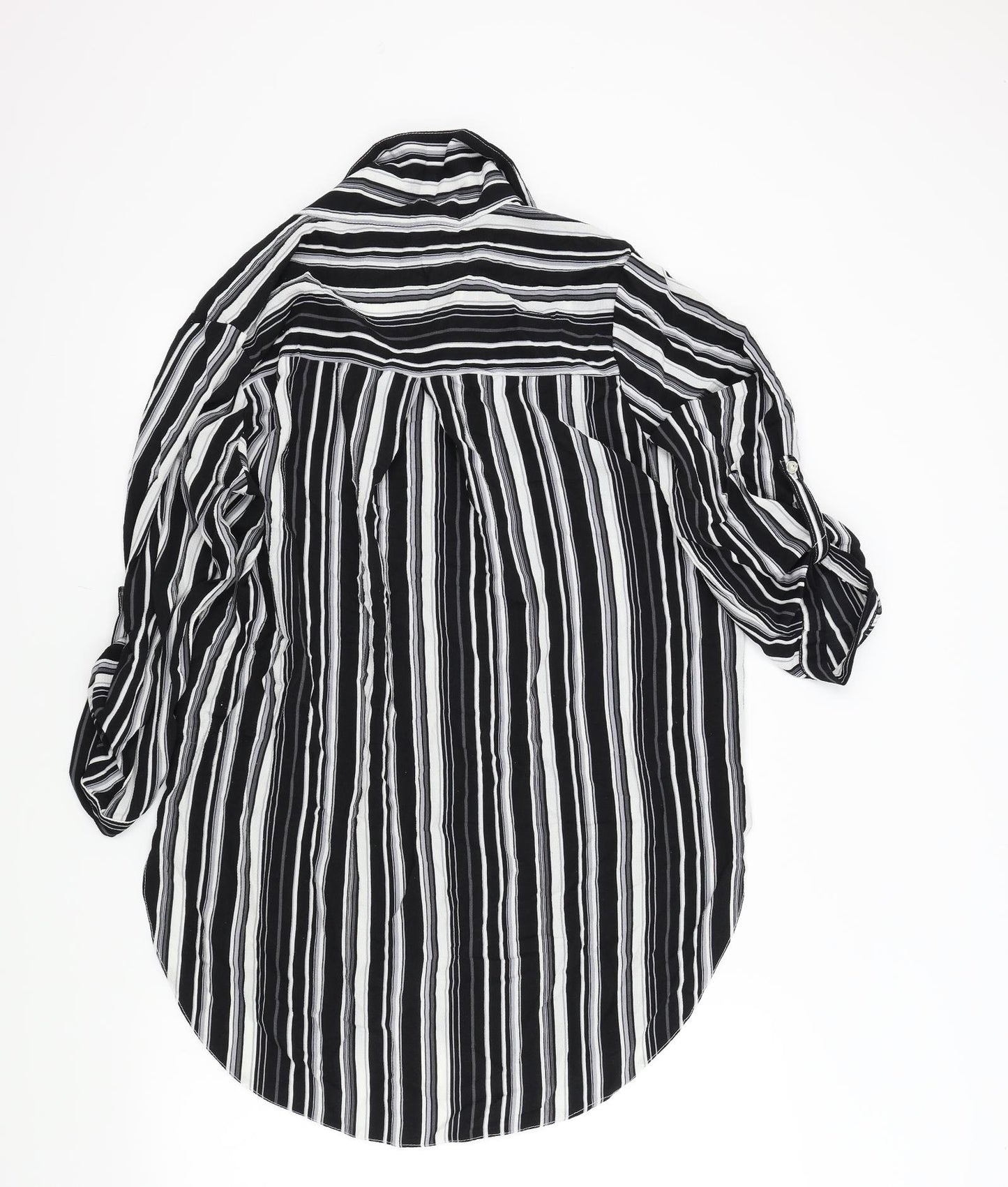 JOTHINTY Womens Black Striped  Basic Blouse Size 16