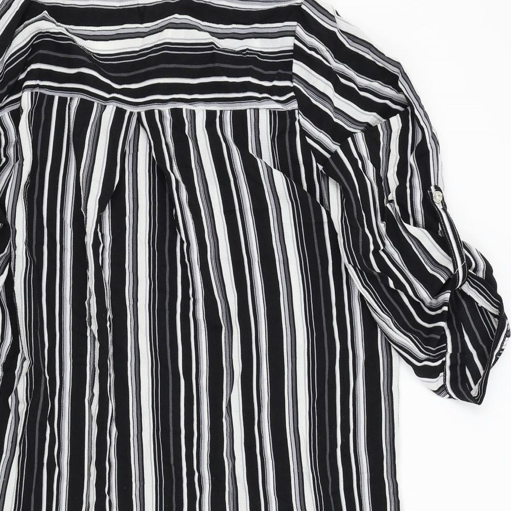JOTHINTY Womens Black Striped  Basic Blouse Size 16