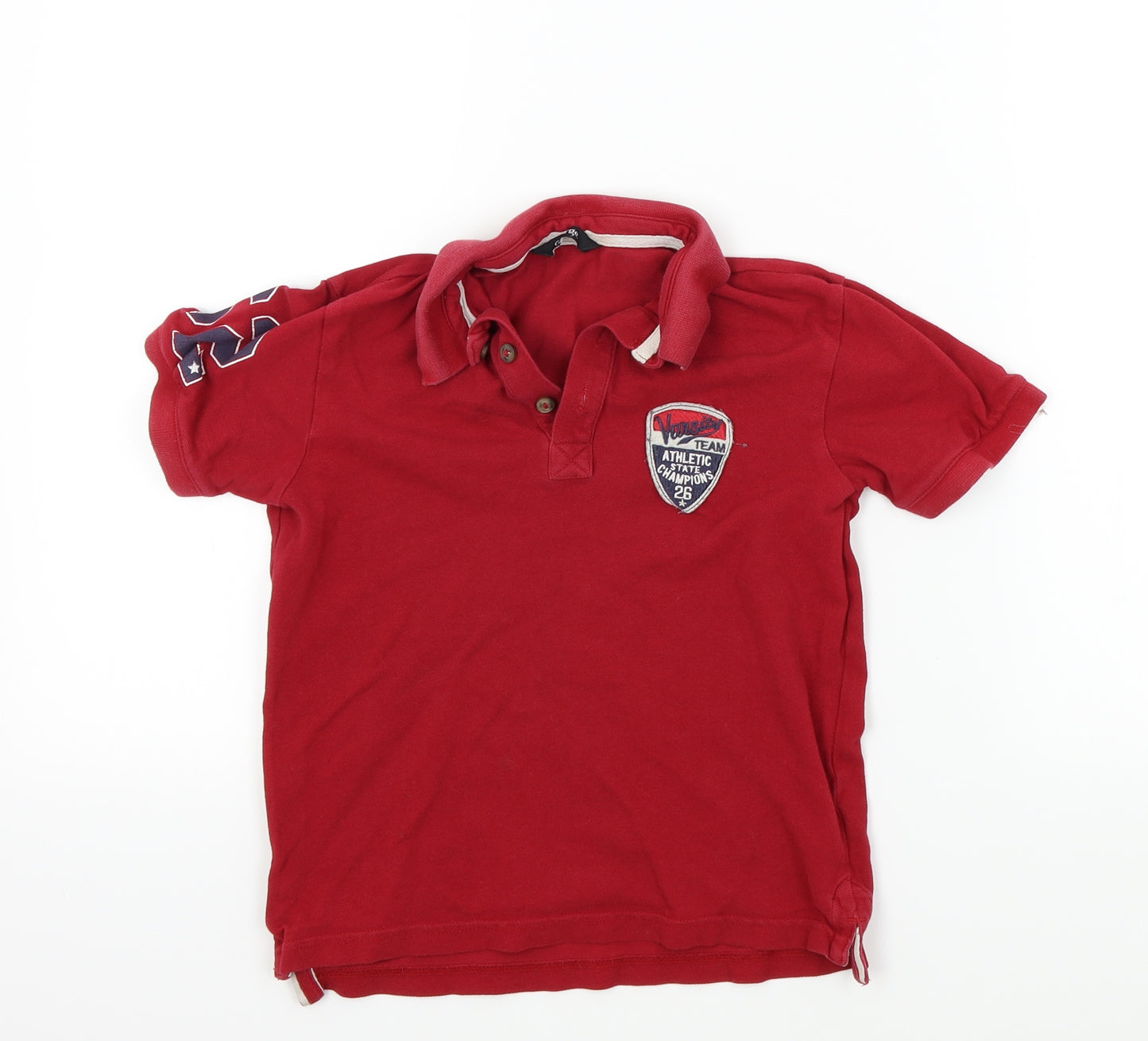 George Boys Red Colourblock  Basic Polo Size 8-9 Years