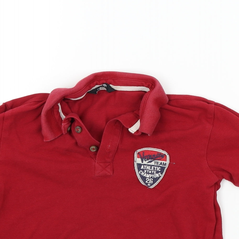 George Boys Red Colourblock  Basic Polo Size 8-9 Years