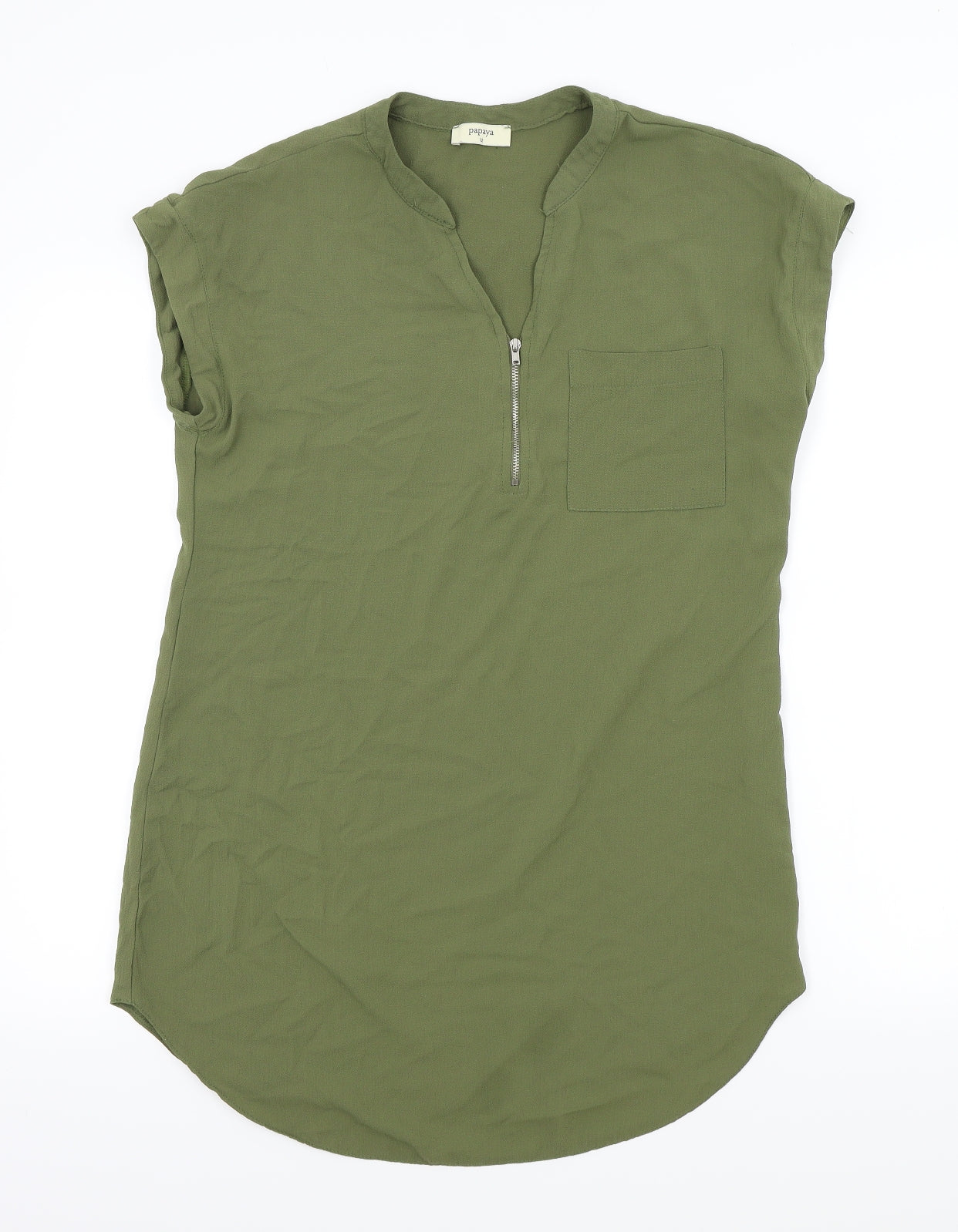 Papaya Womens Green Colourblock  Basic Blouse Size 12