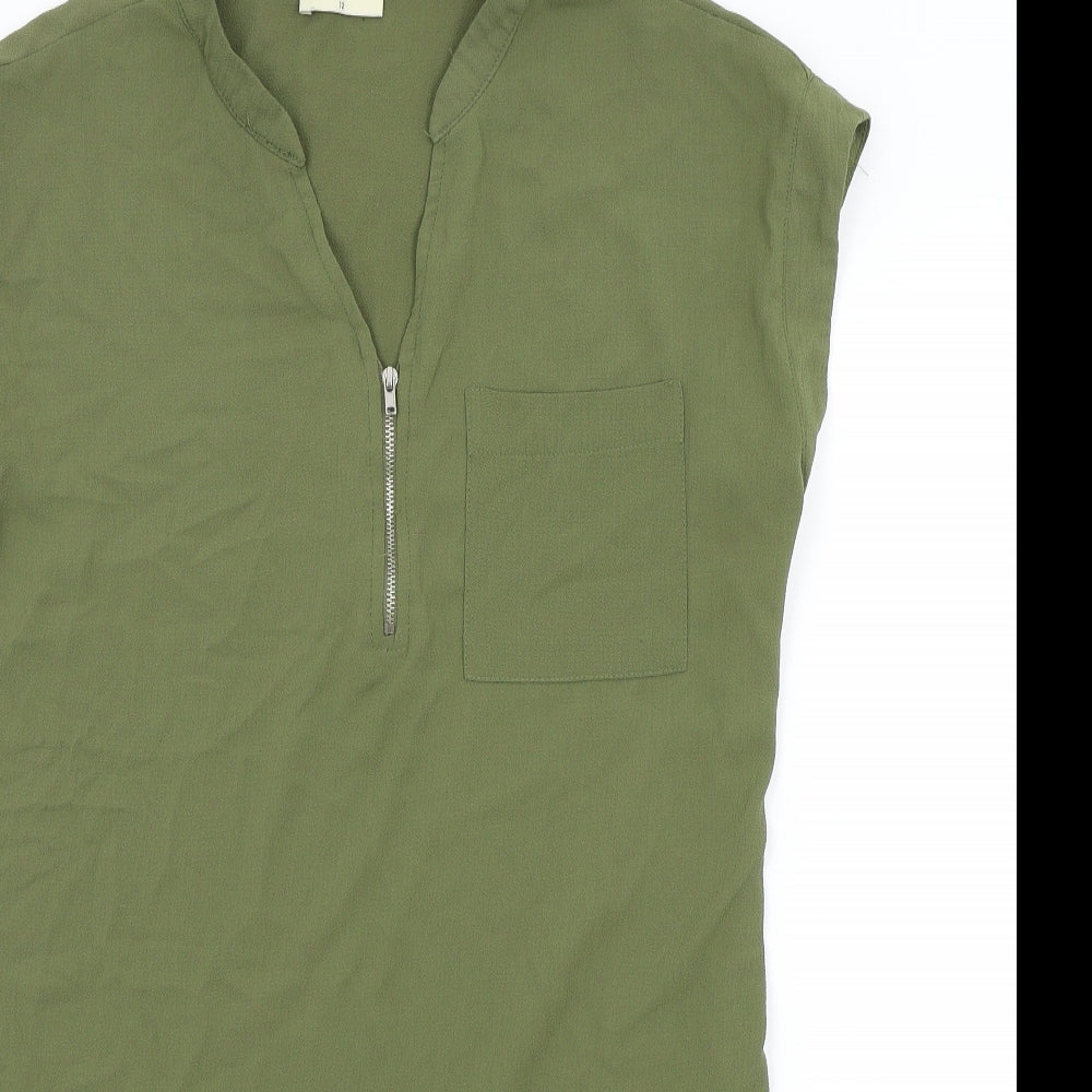 Papaya Womens Green Colourblock  Basic Blouse Size 12