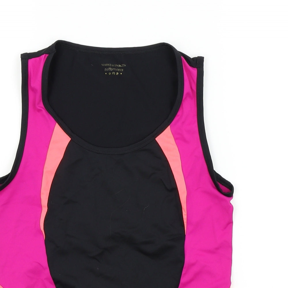 M&S Womens Black Colourblock  Basic Polo Size 12