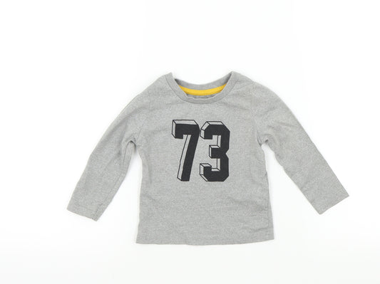 Front view of Rebel Baby Grey Colourblock Basic T-Shirt, size 9-12, Months - 73