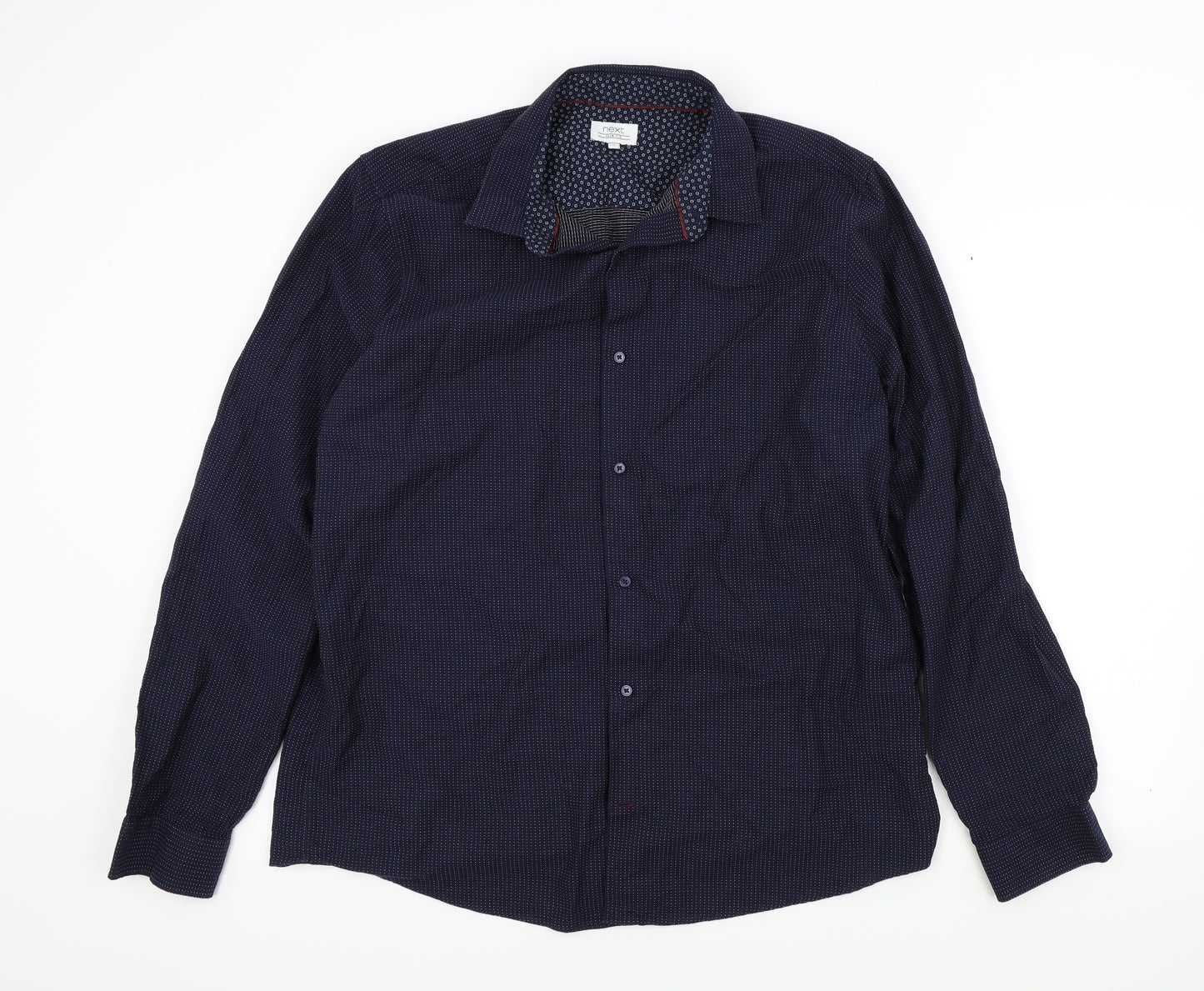 NEXT Mens Blue Polka Dot   Button-Up Size XL