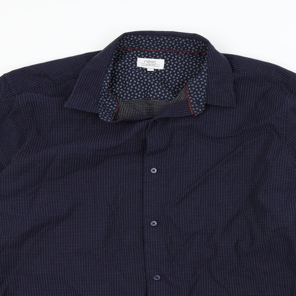 NEXT Mens Blue Polka Dot   Button-Up Size XL