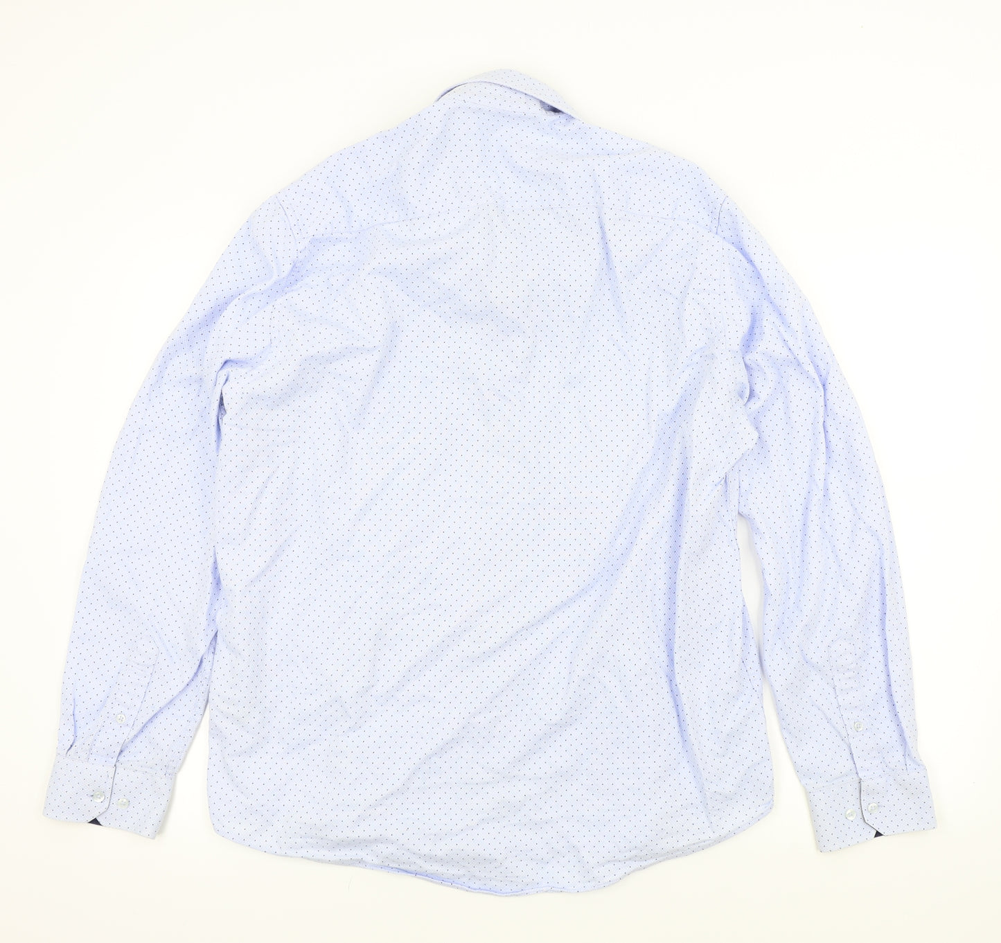 Primark Mens Blue Colourblock   Button-Up Size 17