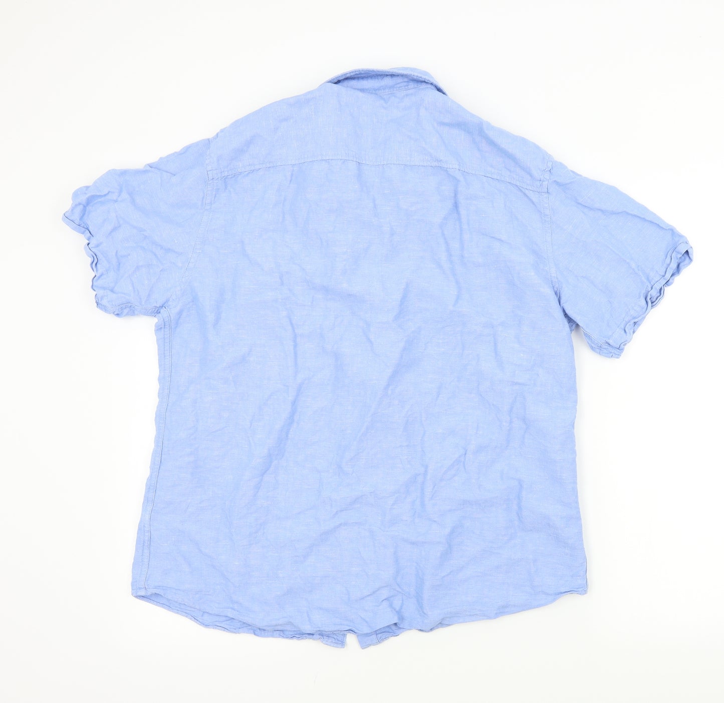 M&S Mens Blue Colourblock   Button-Up Size L